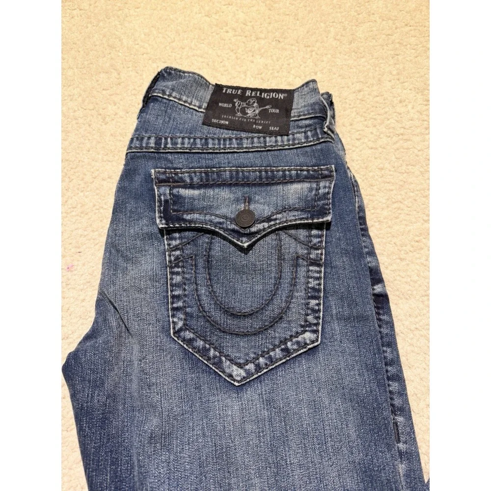 True Religion Ricky Relaxed Straight Jeans Men's 32 Medium Wash Flap Pocket Y2K
